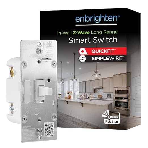 Enbrighten 800 Series Z-Wave On/Off Toggle Switch, Long Range 800LR, Quick Fit by Enbrighten