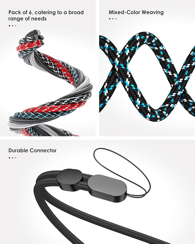 Avorast Hand Wrist Strap Lanyard, 6 Pack Adjustable Colorful Nylon Hand Wrist - Image 4
