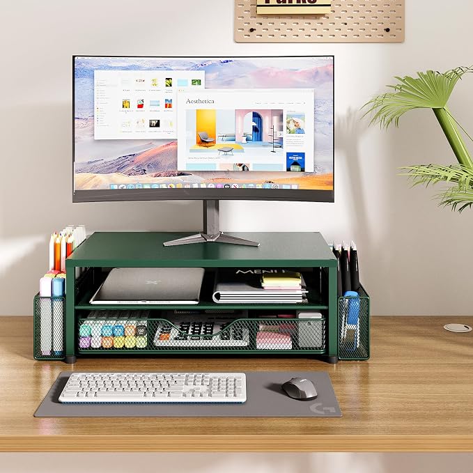 OPNICE Desk Organizers and Accessories, 2-Tier Computer Monitor Stand Riser - Image 7