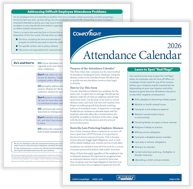 ComplyRight 2026 Attendance Calendar Kit - Image 2