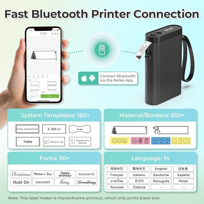 Nelko Label Maker Machine with Tape, P21 Bluetooth Label Printer, Wireless Mini - Image 2