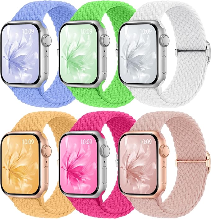 6 Pack Braided Stretchy Bands Compatible by KnossenWatchBand