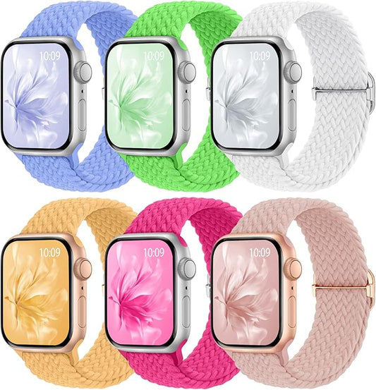 6 Pack Braided Stretchy Bands Compatible by KnossenWatchBand