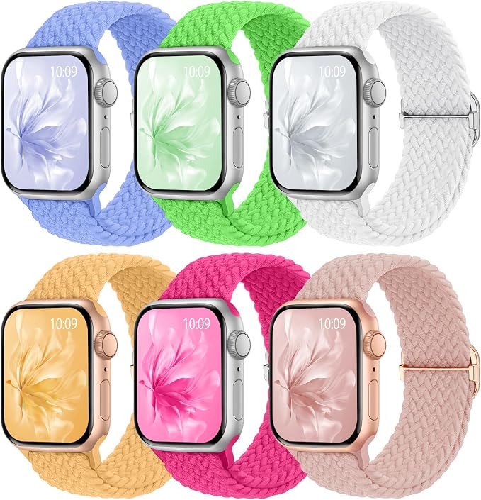6 Pack Braided Stretchy Bands Compatible by KnossenWatchBand