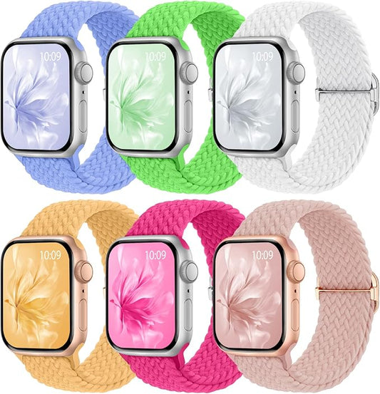 6 Pack Braided Stretchy Bands Compatible by KnossenWatchBand