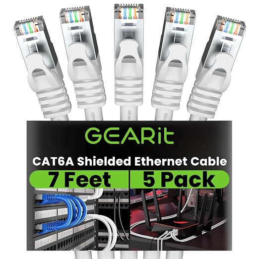 GEARit Cat6A Ethernet Cable 10Gbps Snagless Shielded SSTP, SFTP Shielded by GEARit