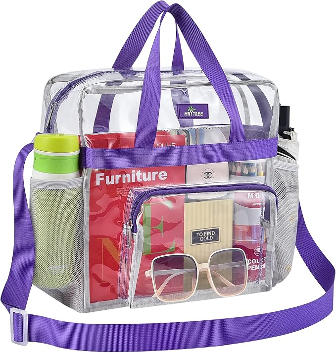 MAY TREE Clear Bag for Stadium Events 12×6×12 Clear Tote Lunch Bag by MAYTREE