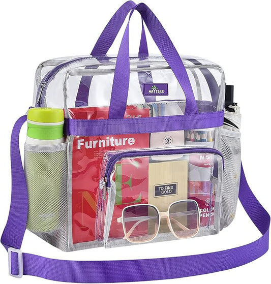 MAY TREE Clear Bag for Stadium Events 12×6×12 Clear Tote Lunch Bag by MAYTREE