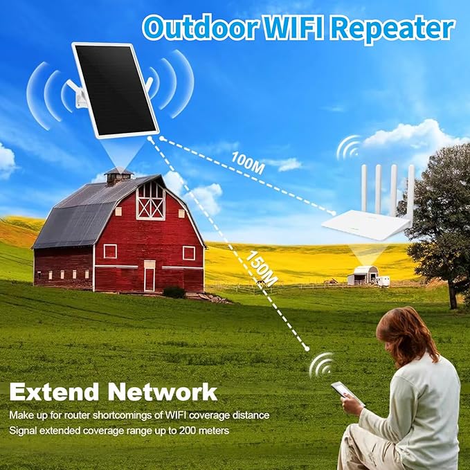 Outdoor Solar WiFi Outdoor Extender Signal Booster, Extends Coverage Up to 500ft - Image 2