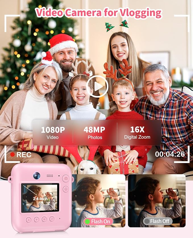 Kids Camera Instant Print, 48MP Dual-Lens Digital Camera - Image 5