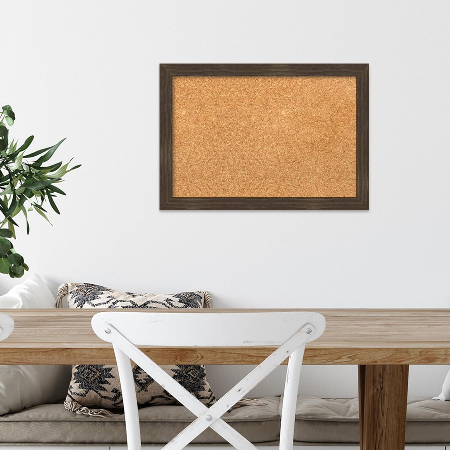 Amanti Art Natural Cork Board for Wall, 14x20 Vision Board with Brown Wood Frame, Small Corkboard Office Decor for Home Organization, Casual Corkboard Pinboard to Display Items for Home Organization