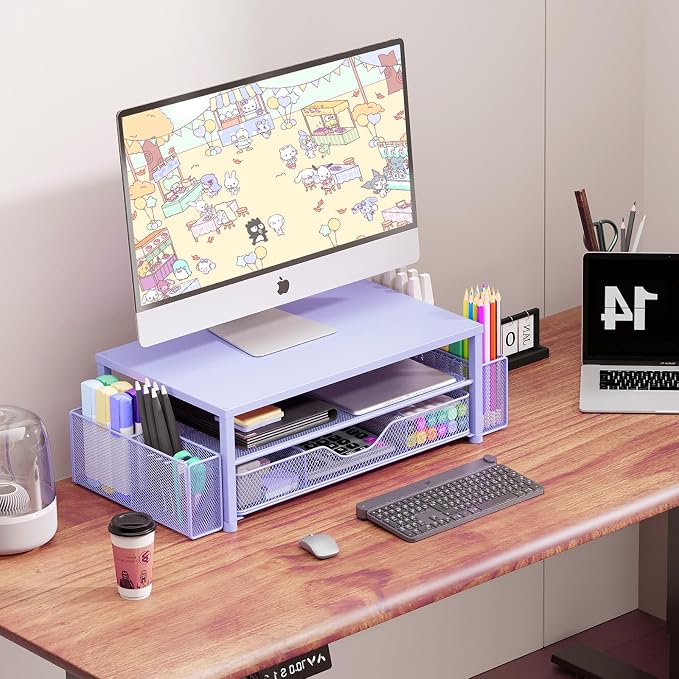 OPNICE Desk Organizers and Accessories, 2-Tier Computer Monitor Stand Riser - Image 5