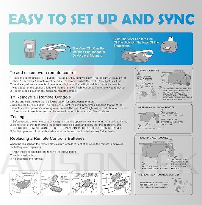 Avisontek 2-Pack for Linear Garage Door Opener Remote ACT-31B Megacode - Image 9