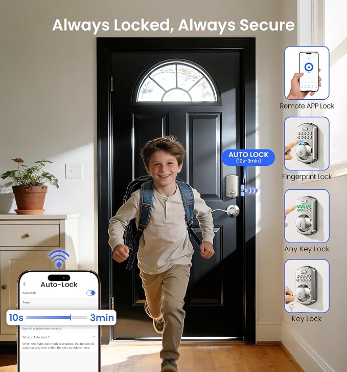 Veise VE012W-B Wi-Fi Fingerprint Smart Lock - Image 7