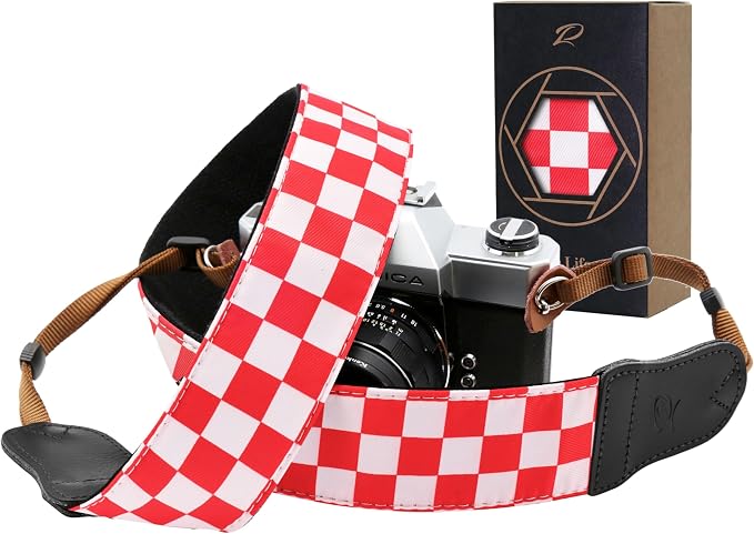 Padwa Lifestyle Red White Plaid Camera Strap by PadwaLifestyleCameraStrap