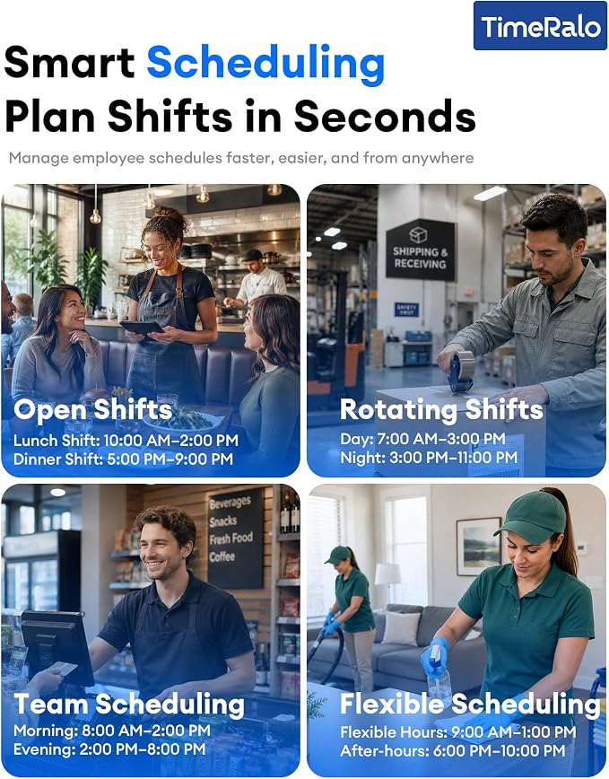 Cloud-Based Time Clock for Small Businesses, 3-in-1 Fingerprint Attendance - Image 5