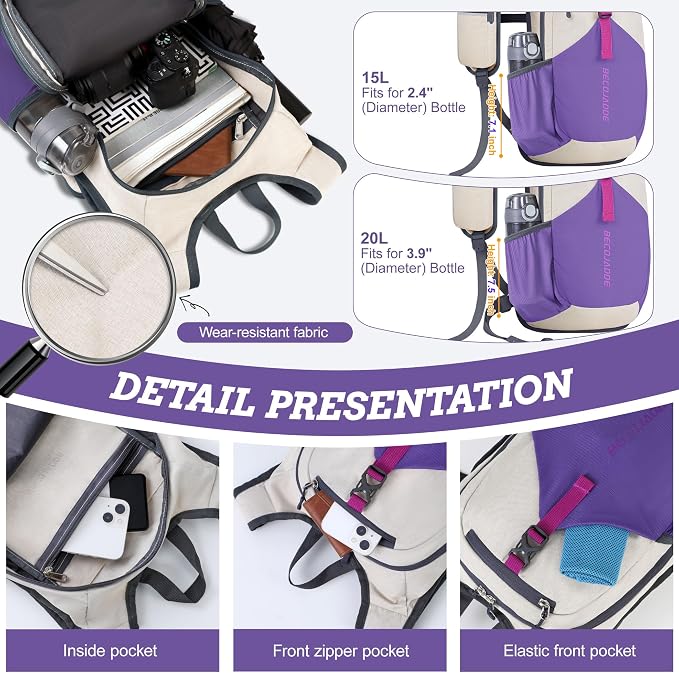 BECOJADDE 20L Small Hiking Backpack - Image 3