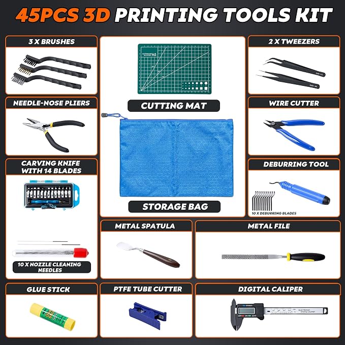 YEETIN 45 Pieces 3D Printer Tools Kit, 3D Printing Accessory Includes Deburring - Image 2