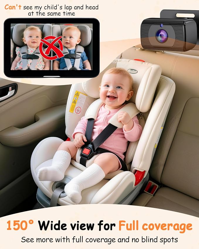 Rohent Baby Car Camera 7.2-Inch Monitor: 1080P HD Rear Facing Infant Backseat - Image 4