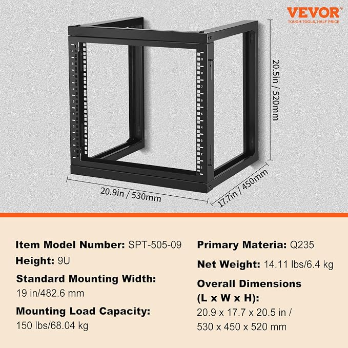 VEVOR 9U Server Rack, Wall Mount Network Rack - Image 7