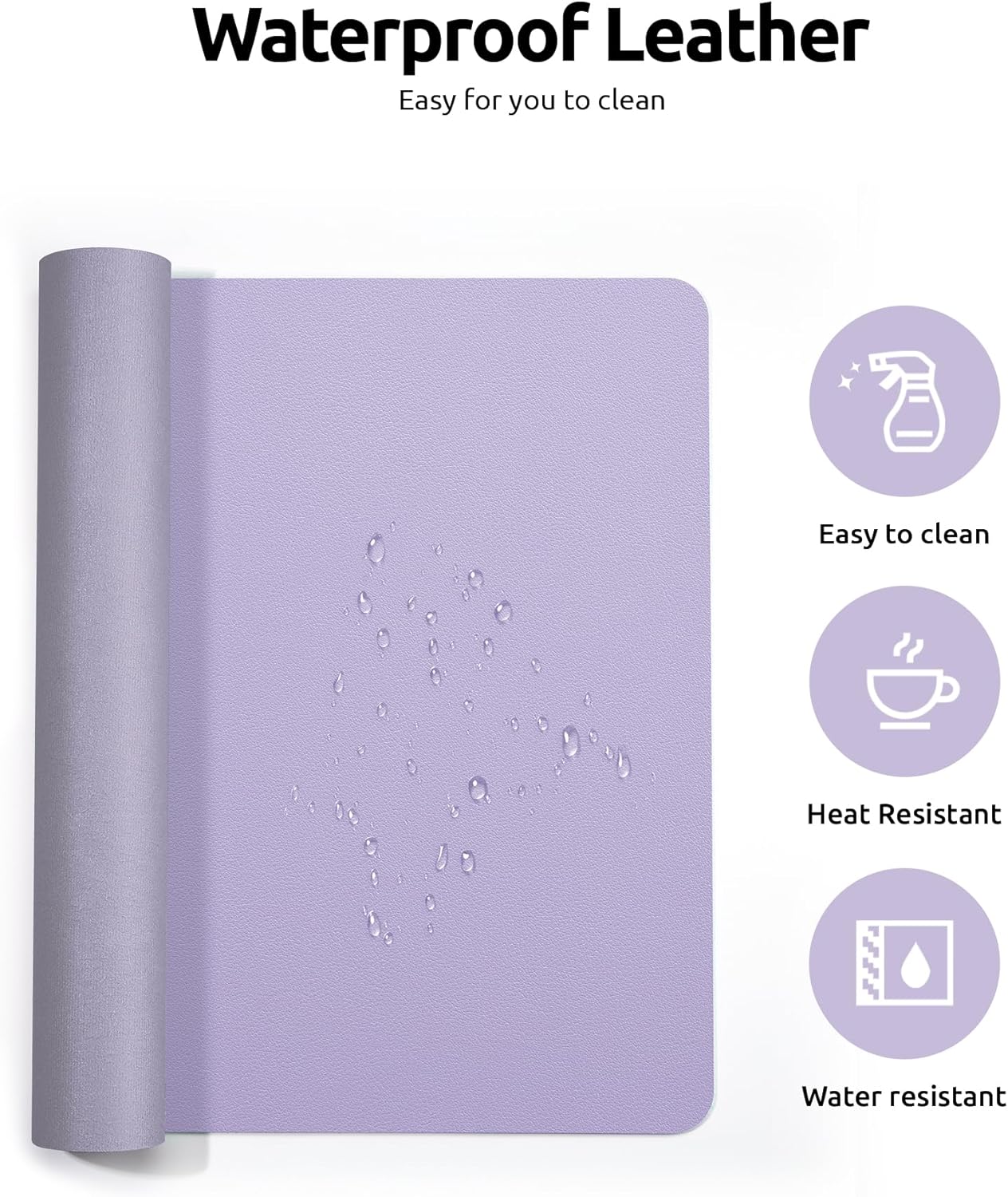 YSAGi Leather Desk Protector, Office Mat, Large Mouse Mat, Non-Slip PU Leather Blotter, Laptop Pad, Waterproof Writing Pad for Office and Home (Light Purple, 23.6" x 13.8")