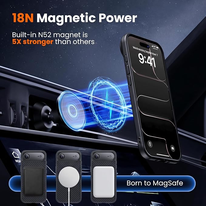 toushion 3 in 1 for iPhone Air Case Carbon Fiber Black&Grey, Fits MagSafe - Image 4