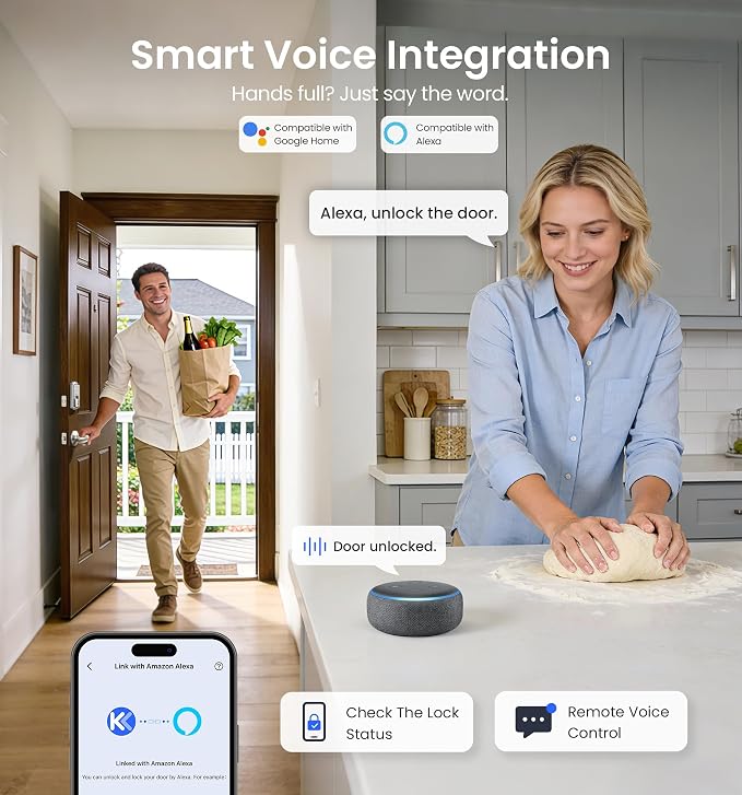 Veise VE027 Built-in Wi-Fi Smart Lock, Fingerprint Keyless Entry Front Door Lock - Image 10