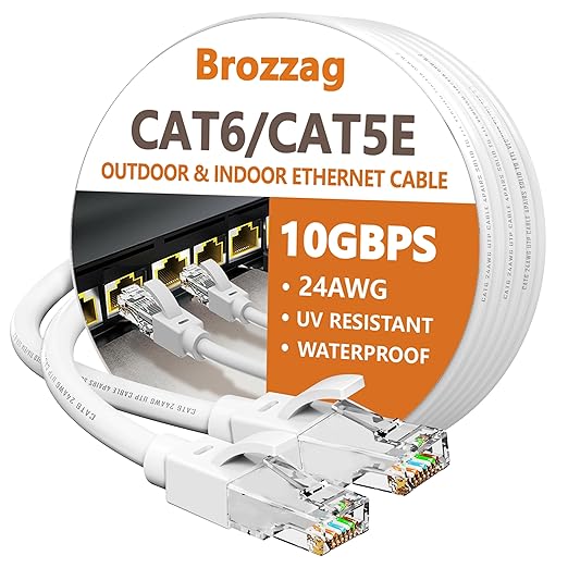 Ethernet Cable 30ft For Cat6/Cat5E, 10Gbps Compatible by Brozzag