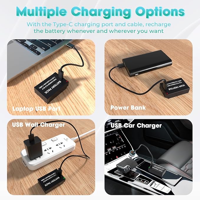 LP LP-E17 Battery 2-Pack 1450mah USB-C Charging Port Battery - Image 7