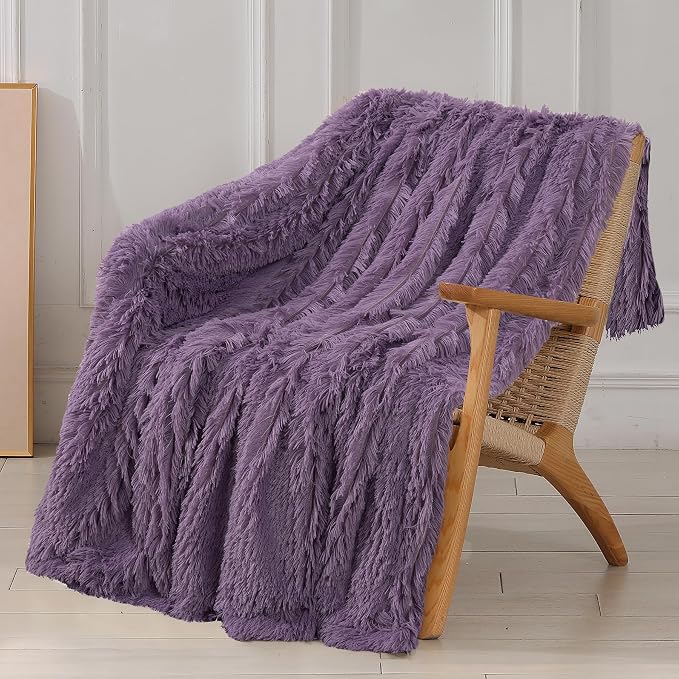 Tuddrom Decorative Extra Soft Fuzzy Faux Fur Throw Blanket 50" x 60", Solid by Tuddrom