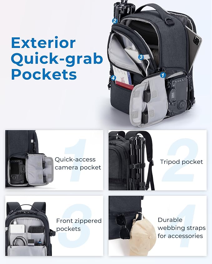 BAGSMART Camera Backpack, DSLR SLR Small Camera Bags - Image 5