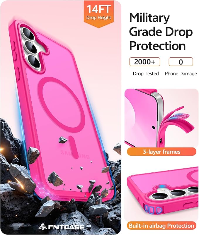 FNTCASE for Samsung Galaxy S25 FE Case: Magnetic Translucent Matte Military - Image 5