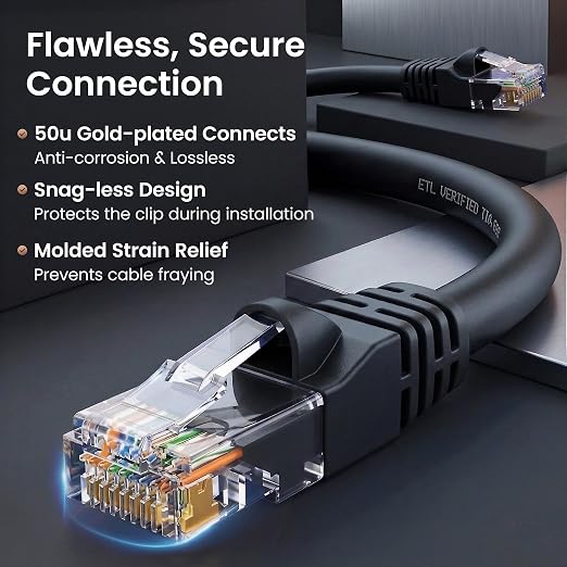 GEARit Cat 6 Ethernet Patch Cables 3 ft Black, CAT6 High Speed 24AWG 10Gbps - Image 4