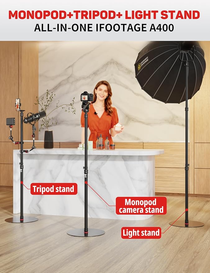 IFOOTAGE A400 Round Base Monopod Light Stand - Image 2