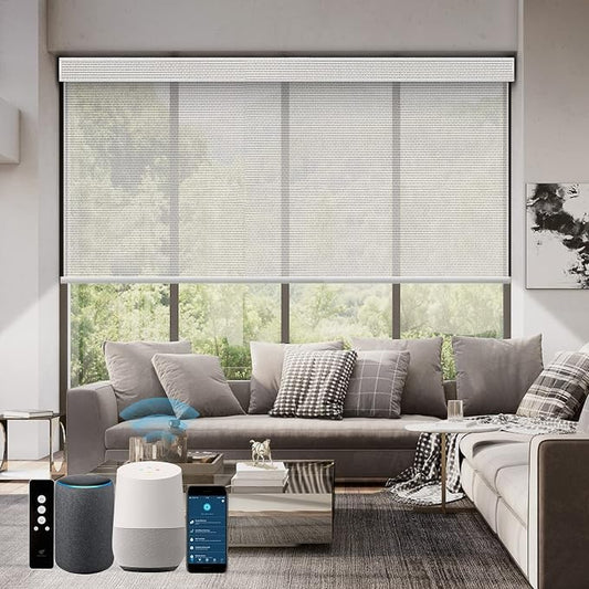 SmartWings Motorized Roller Shades 5% Openness Work by SmartWings