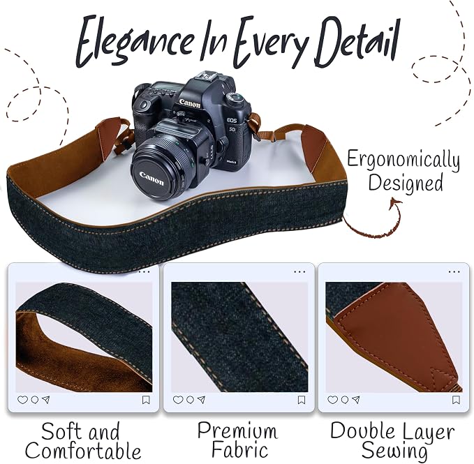 Art Tribute Camera Strap, Vintage Embroidered Neck Shoulder & Crossbody Camera - Image 3