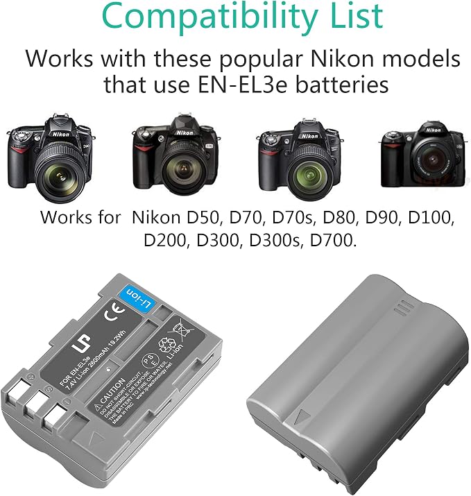 LP EN-EL3e Battery Charger Pack, Replacement - Image 2