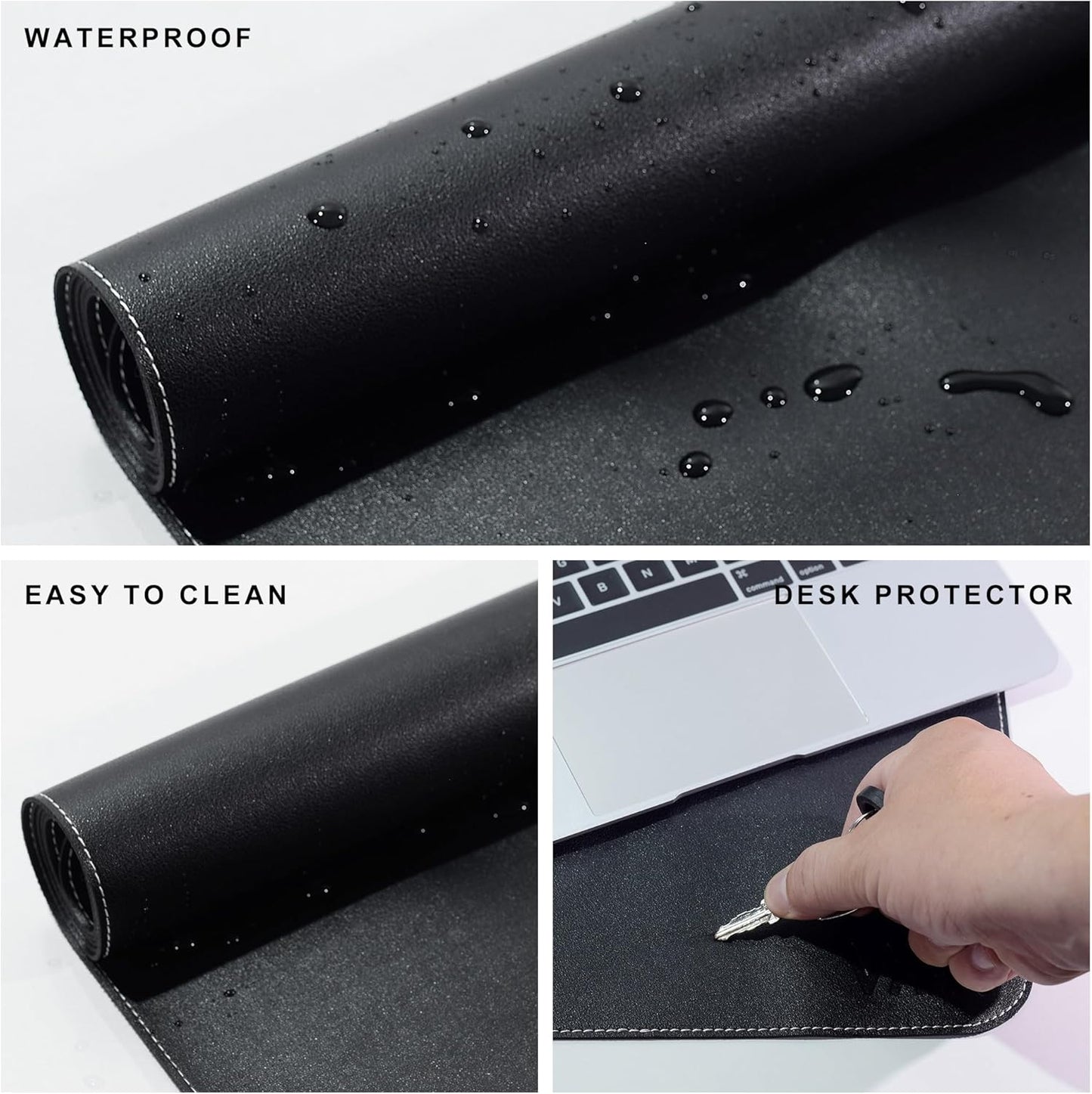 VYAAA Leather Desk Mat, 55"×34.4" Large Mouse Pad, Desktop Protector for Desk, Multifunctional Keyboard Mouse Pad for Home or Office (Black)
