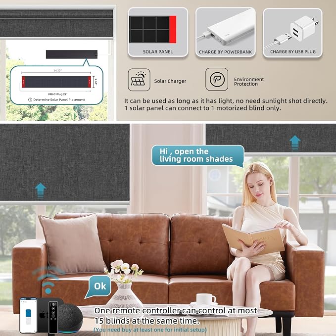 SmartWings Motorized Blinds Dual-Sided Cordless Smart Blackout Shades, Custom - Image 2