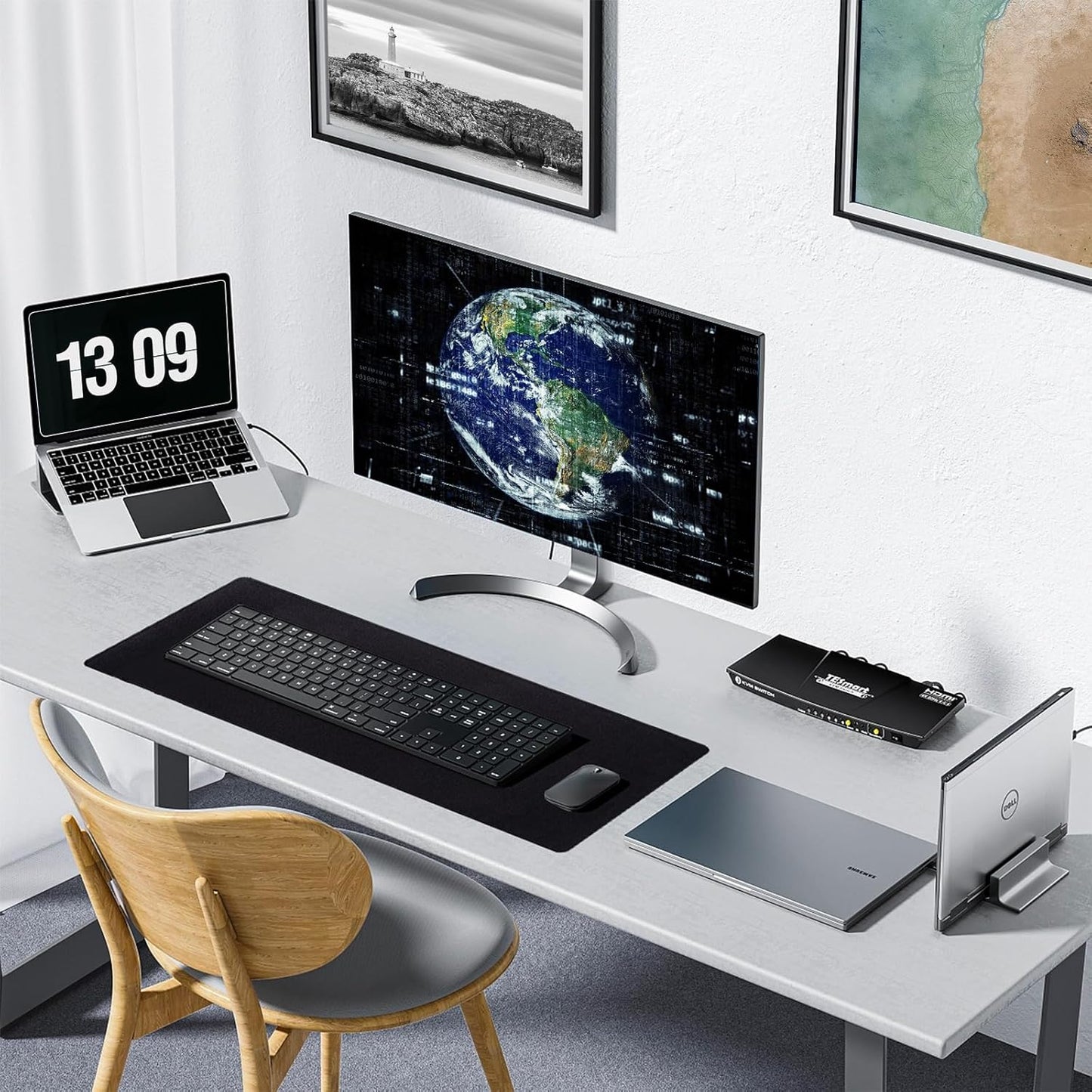 Waterproof Large Gaming Mouse Pad with Durable Stitched Edges, Non-Slip Rubber Base, Grainy Jacquard Mouse Mat Desk Pad for Home Office Gaming, 31.5"x11.8"x0.12", Black