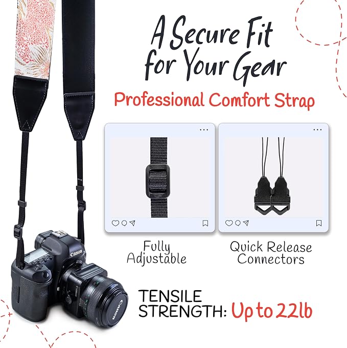 Art Tribute Camera Strap, Vintage Embroidered Neck Shoulder & Crossbody Camera - Image 4