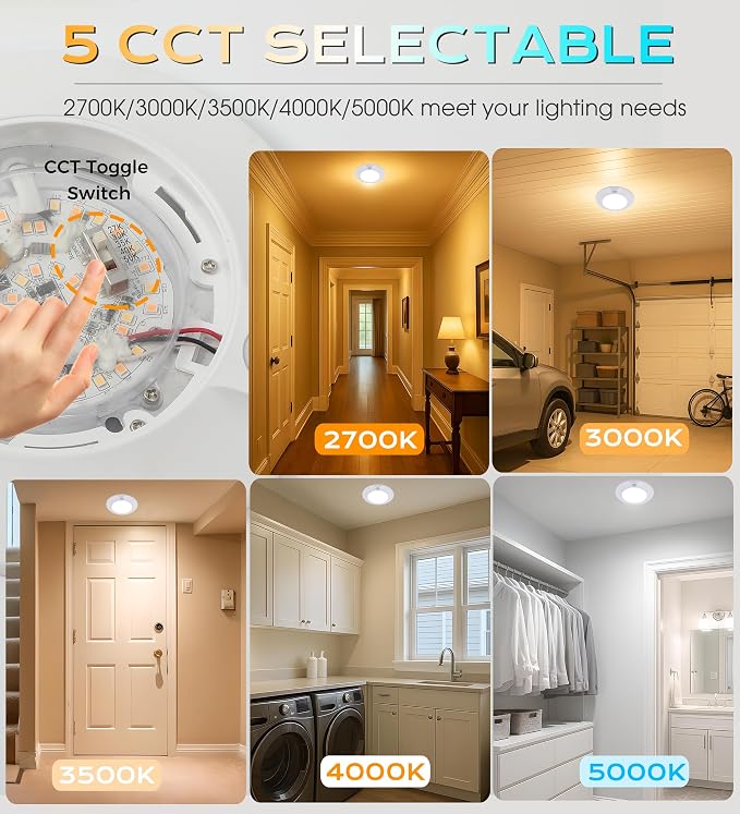 CLOUDY BAY 5 Color Motion Sensor Ceiling Light, 120V CRI90 10W, 6.5 inch - Image 3