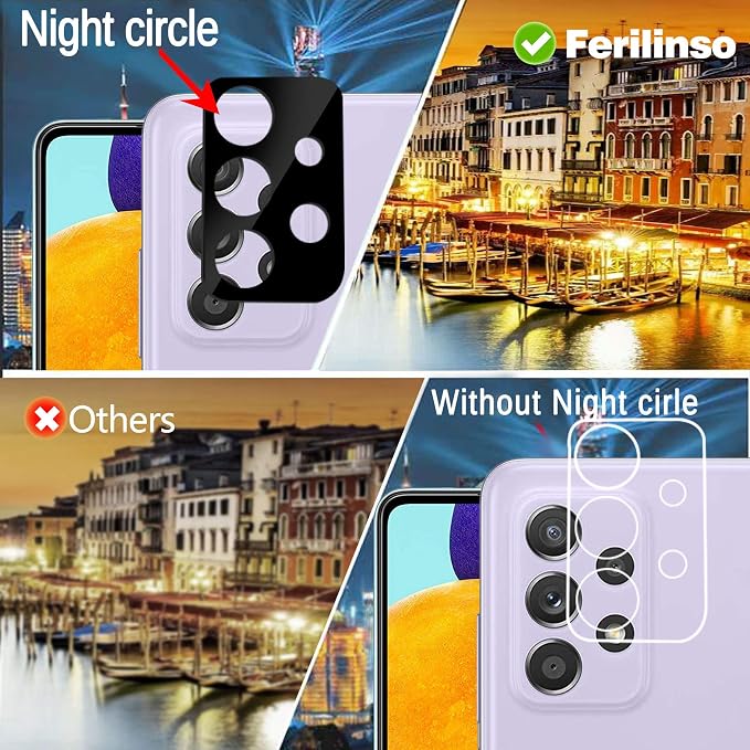 Ferilinso 3 Pack Screen Protector + 2 Pack Camera Lens Protector - Image 3