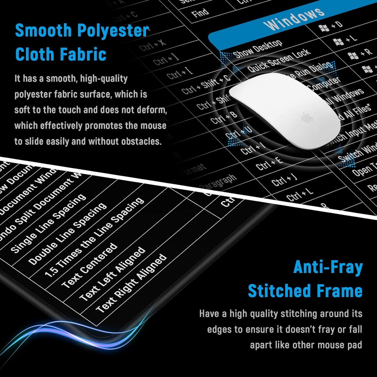 JIALONG Large Gaming Mouse Pad Desk Mat Office Software Excel Shortcuts Mousepad with Personalized Design Extended Size 35.4 X 15.7inches by Office Users