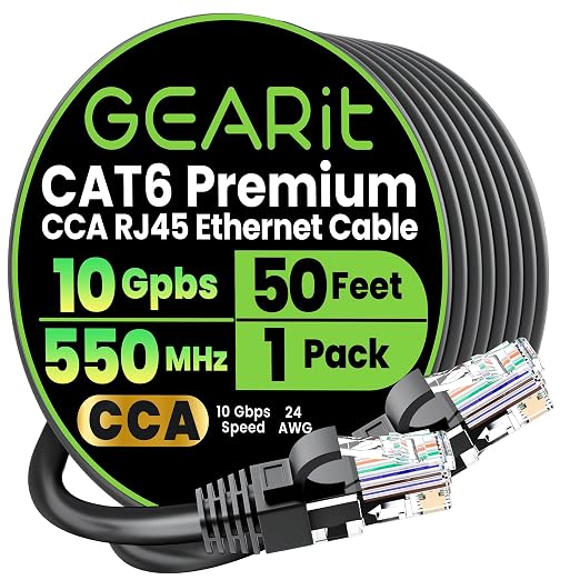 GEARit Cat 6 Ethernet Cable CCA LAN Network Cord, Network Cable by GEARit