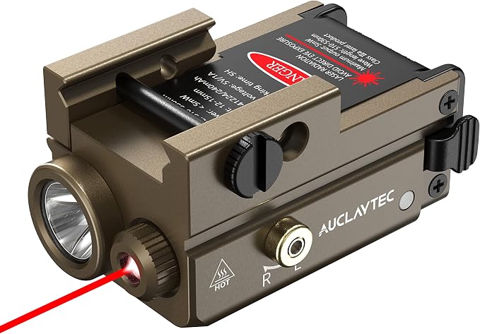AUCLAYTEC Pistol Flashlight Red Laser Combo 420 Lumens Pistol Light Recharge by AUCLAYTEC