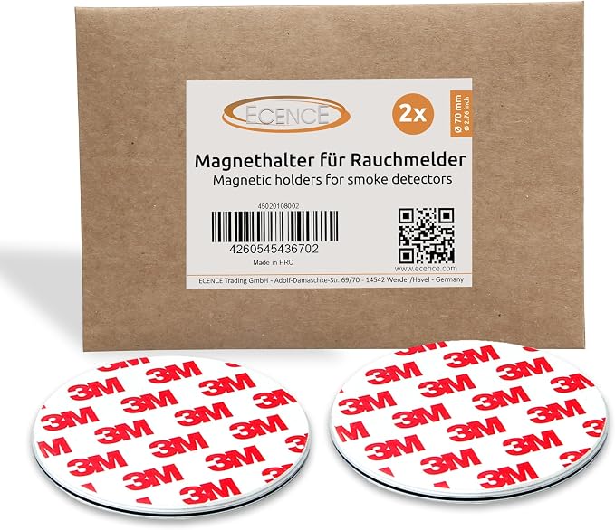 ECENCE Magnetic Smoke Detector Installation Tool 2pcs Magnetic Adhesive Pads by ECENCETradingGmbH