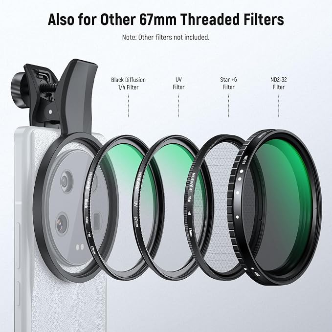 NEEWER 67mm Clip On CPL Filter for Phone, Circular Polarizing Polarizer Camera - Image 4
