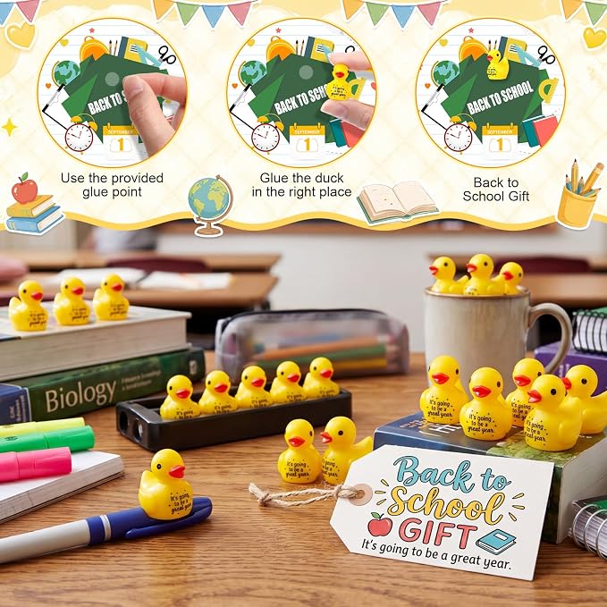 Skylety 30 Pcs Back to School Mini Resin Ducks - Image 3