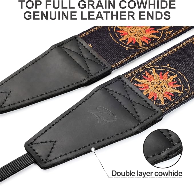 Padwa Lifestyle Helios Moon God Camera Strap -2" Full Grain Leather Ends Camera - Image 2